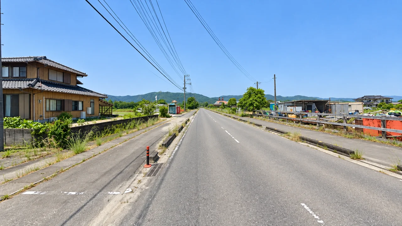 公園を出たあとに、もう一度折り返す・31km付近の折り返し区間（AI生成の参考イメージ）
