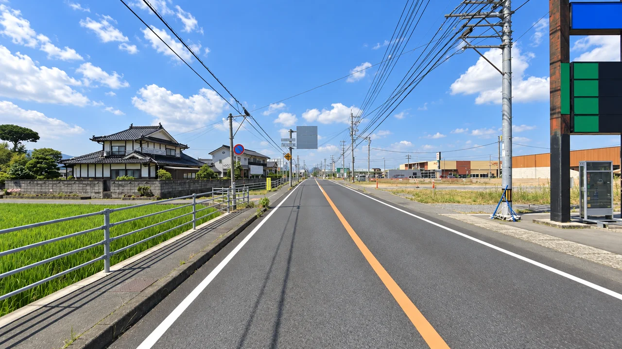市街地へ戻ってから2周目へ・市街地に戻る25km付近(AI生成の参考イメージ)