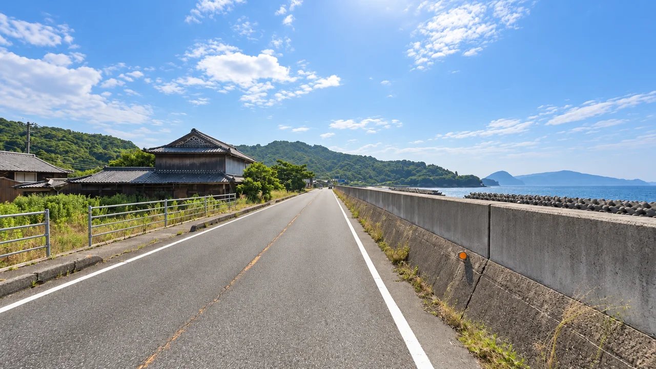 海沿いの風は、往復で感じ方が変わる・神浦の海沿いを戻る道(AI生成の参考イメージ)