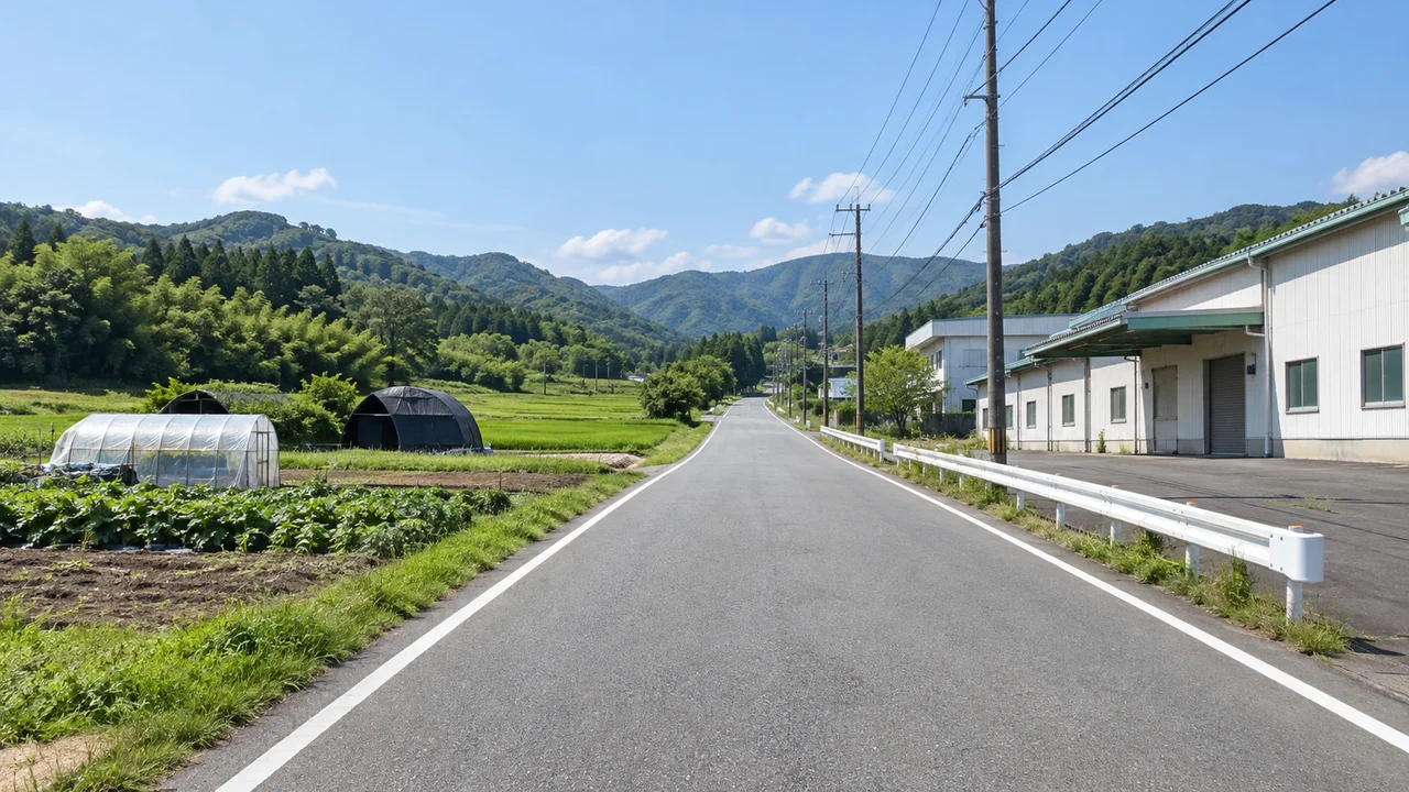 最後に上りが戻ってくる・中家新田の終盤・南東向き(AI生成の参考イメージ)